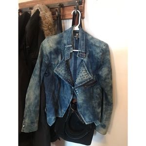 Double Zero Acid wash studded denim jacket
